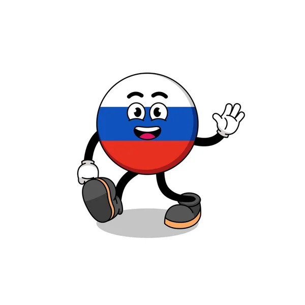 Rusland Vlag Cartoon Wandelen Karakter Ontwerp — Stockvector