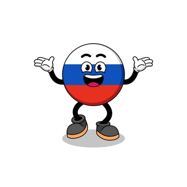 Russia Flag Cartoon Searching Happy Gesture Character Design — Stock Vector