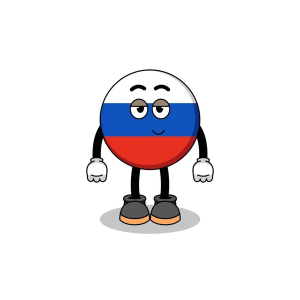 Rusland Vlag Cartoon Paar Met Verlegen Pose Karakter Ontwerp — Stockvector