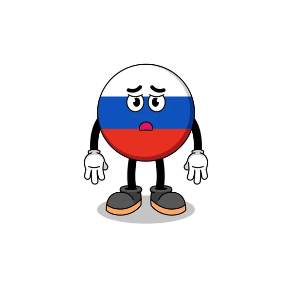 Ilustración Dibujos Animados Bandera Rusia Con Cara Triste Diseño Personajes — Archivo Imágenes Vectoriales