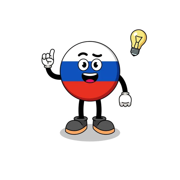 Rusia Vlajka Karikatura Nápadem Póza Charakter Design — Stockový vektor