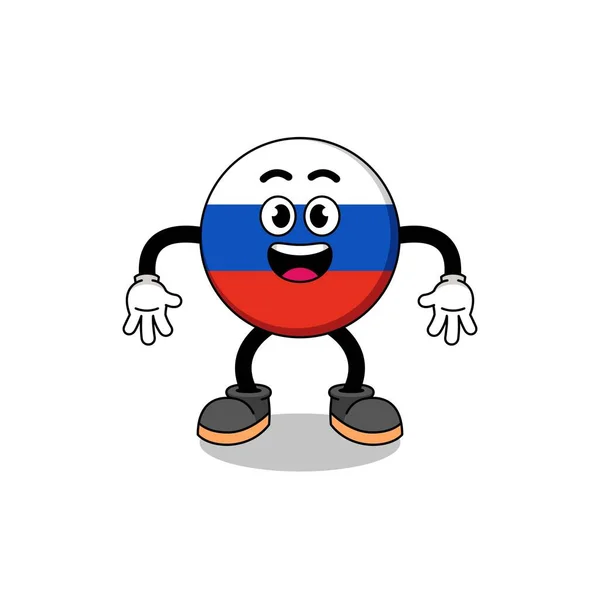 Ruská Vlajka Karikatura Překvapeným Gestem Charakter Design — Stockový vektor