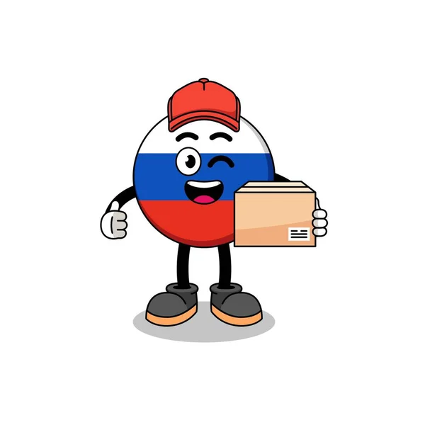 Russia Bandeira Mascote Cartoon Como Mensageiro Design Personagem — Vetor de Stock