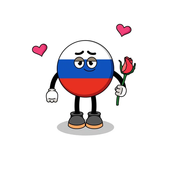 Mascota Bandera Rusia Enamorarse Diseño Personajes — Vector de stock