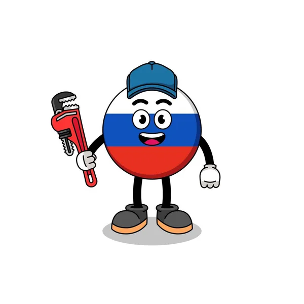 Russia Flag Illustration Cartoon Plumber Character Design — Stock Vector