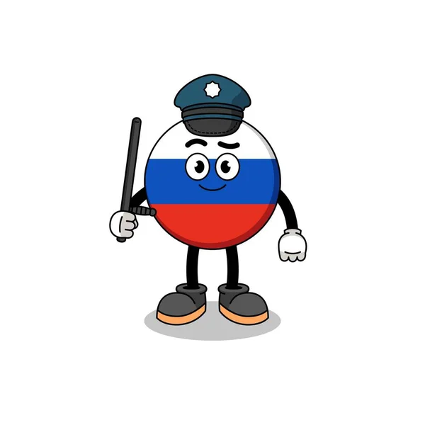 Dibujos Animados Ilustración Policía Bandera Rusia Diseño Personajes — Vector de stock