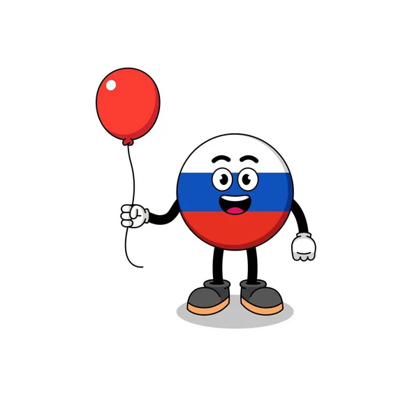 Karikatur Der Russischen Flagge Mit Einem Ballon Charakter Design — Stockvektor
