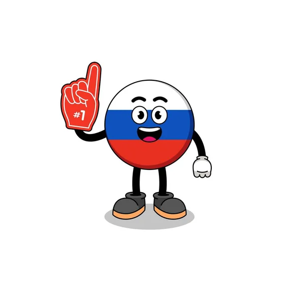 Cartoon Mascot Russia Flag Number Fans Character Design — Stock Vector