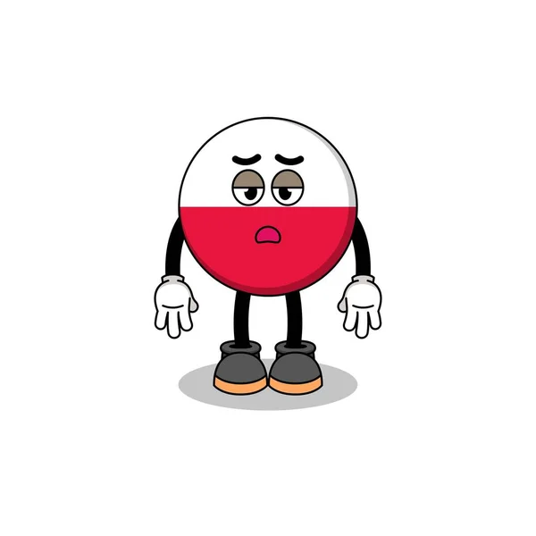 Poland Flag Cartoon Fatigue Gesture Character Design — Stockový vektor