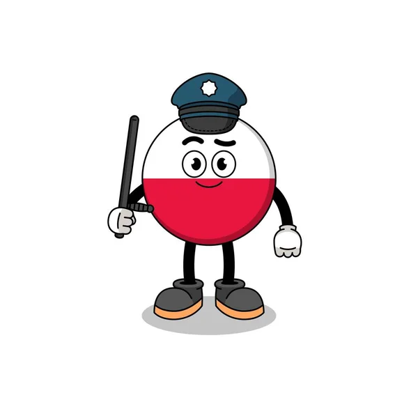 Dessin Animé Illustration Poland Flag Police Character Design — Image vectorielle