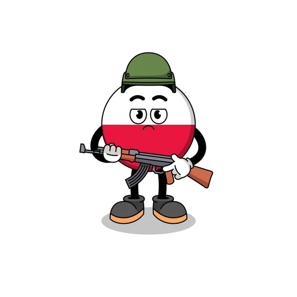 Cartoon Poland Flag Soldier Character Design — Stock Vector