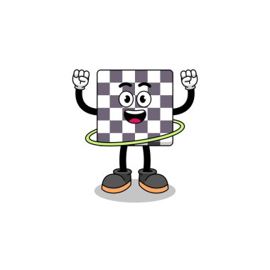 Hula hoop oynayan satranç tahtası çizimi, karakter tasarımı