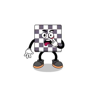 Satranç tahtasının dili dışarı fırlamış hali, karakter tasarımı