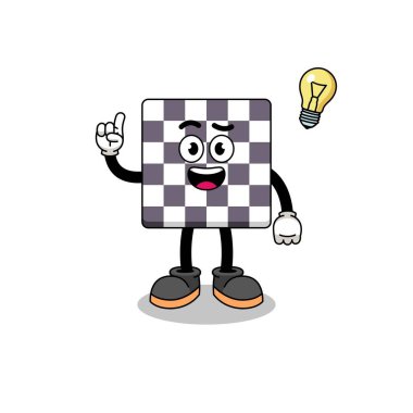 Satranç tahtası çizgi filmi, bir fikir pozu, karakter tasarımı.