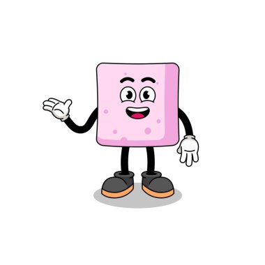 Hoş geldin pozlu marshmallow çizgi filmi, karakter tasarımı