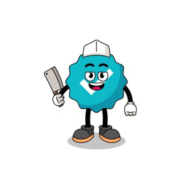 Doğrulanmış tabela maskotu. Kasap, karakter tasarımı.