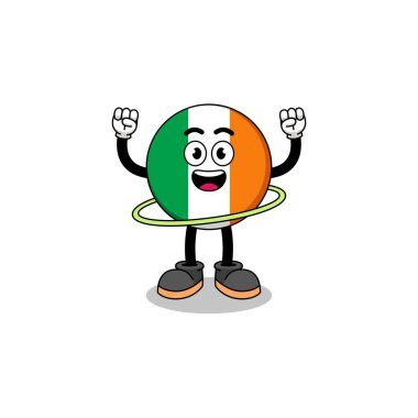 İrlanda bayrağının hula hoop, karakter tasarımı oynadığı karakter çizimi