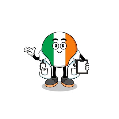 İrlanda bayrak doktorunun çizgi film maskotu, karakter tasarımı