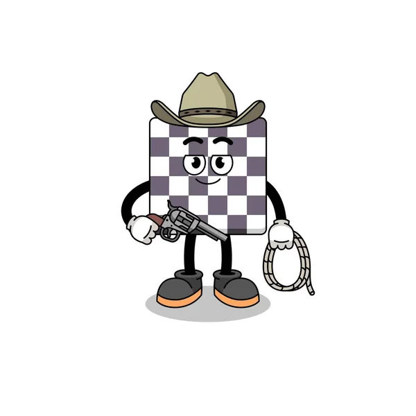 Mascote Personagem Tabuleiro Xadrez Como Cowboy Design Personagem — Vetor de Stock