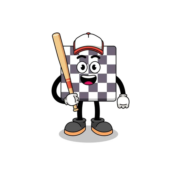 Schachbrettmaskottchen Cartoon Als Baseballspieler Charakterdesign — Stockvektor
