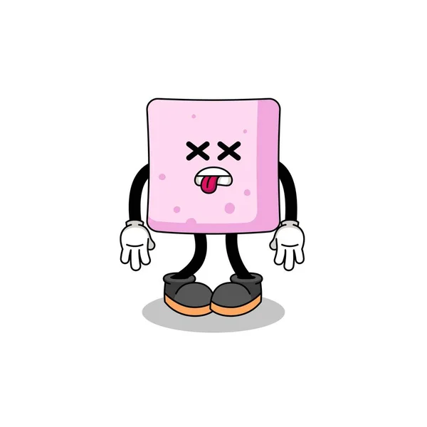 Marshmallow Mascote Ilustração Está Morto Design Personagem — Vetor de Stock