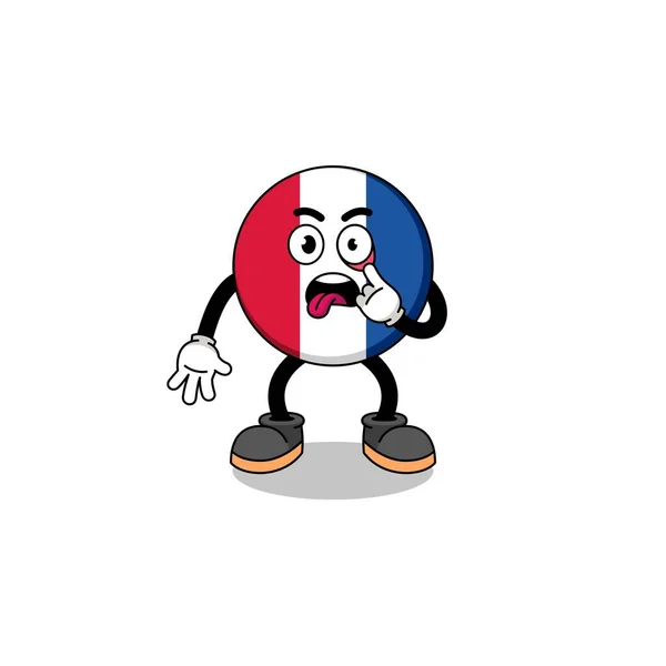 Personagem Ilustração Bandeira França Com Língua Saliente Design Caráter —  Vetores de Stock