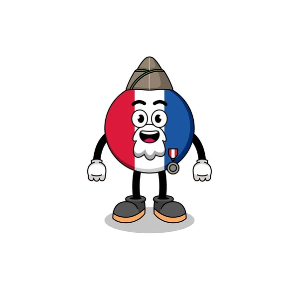 Desenho Animado Caráter Bandeira França Como Veterano Design Personagem —  Vetores de Stock