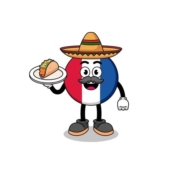 Karakter Cartoon Van Franse Vlag Als Een Mexicaanse Chef Kok — Stockvector