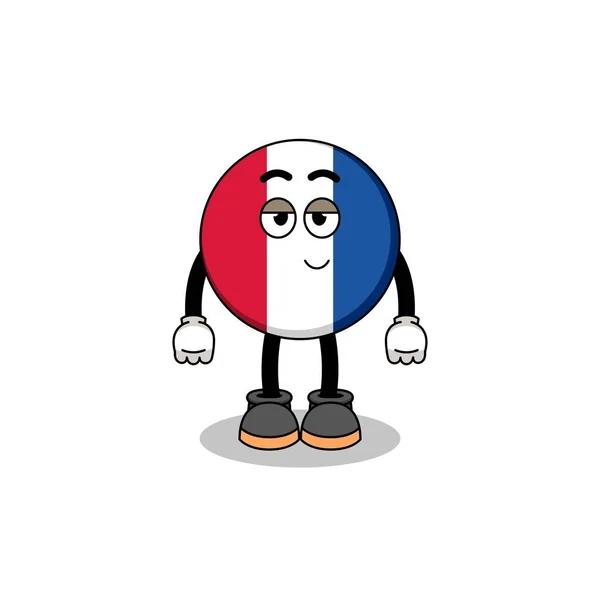 Frankrike Flagga Tecknad Par Med Blyg Pose Karaktär Design — Stock vektor