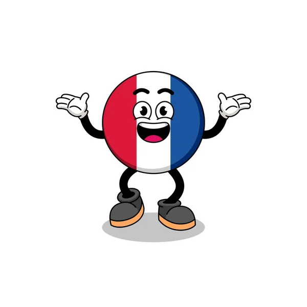 France Flag Cartoon Searching Happy Gesture Character Design — Stock Vector