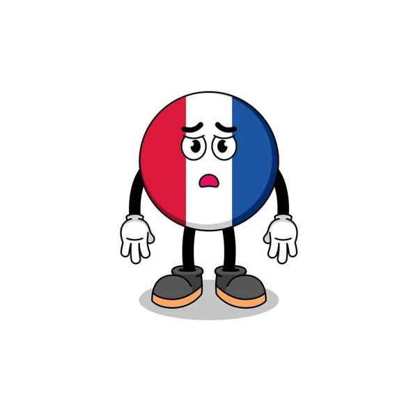 France Flag Cartoon Illustration Sad Face Character Design — Stock Vector