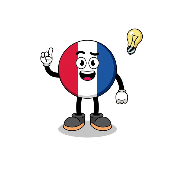 Francia Bandiera Cartone Animato Con Ottenere Idea Posa Character Design — Vettoriale Stock