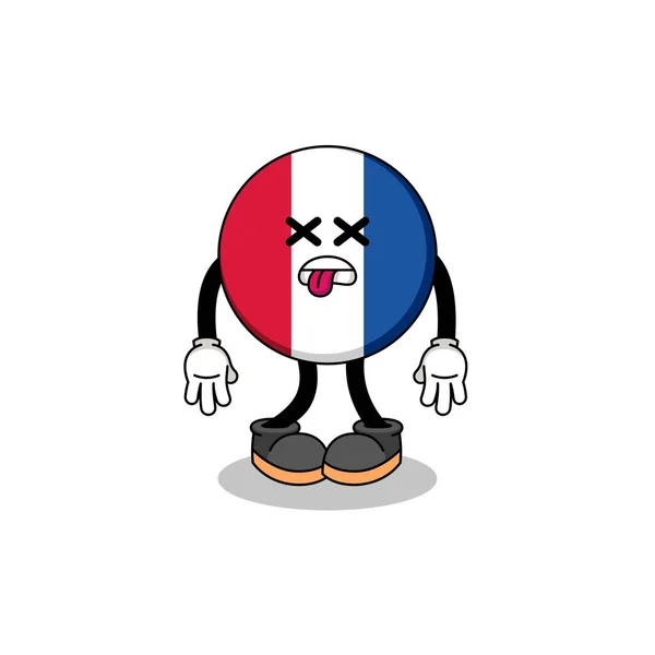 Francja Flaga Maskotka Ilustracja Jest Martwa Projekt Postaci — Wektor stockowy