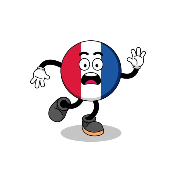 Ολίσθηση Γαλλία Σημαία Απεικόνιση Μασκότ Σχεδιασμός Χαρακτήρα — Διανυσματικό Αρχείο