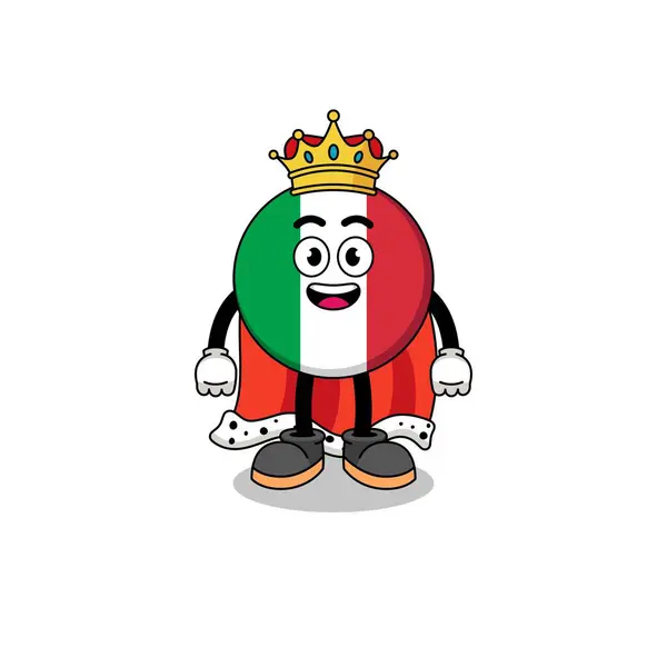 Mascotte Illustratie Van Italië Vlag Koning Karakter Ontwerp — Stockvector