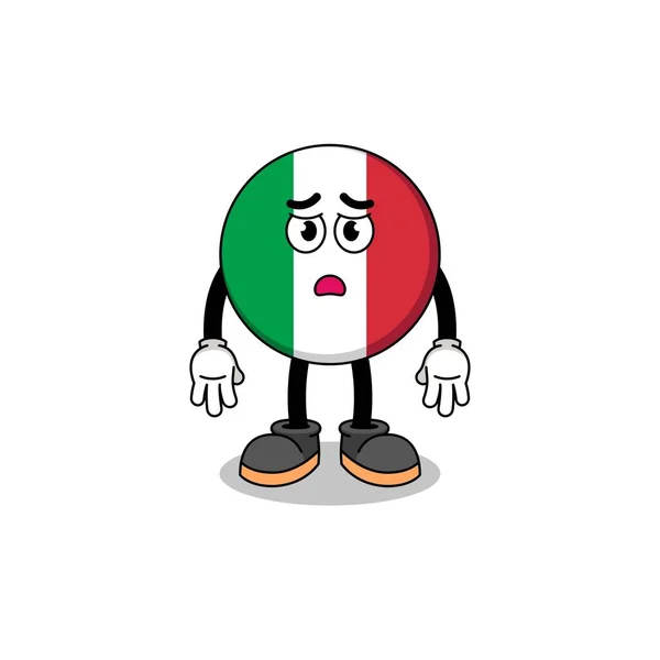 Ilustración Dibujos Animados Bandera Italia Con Cara Triste Diseño Personajes — Archivo Imágenes Vectoriales