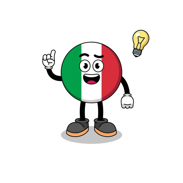 Italská Vlajka Karikatura Nápadem Póza Charakter Design — Stockový vektor