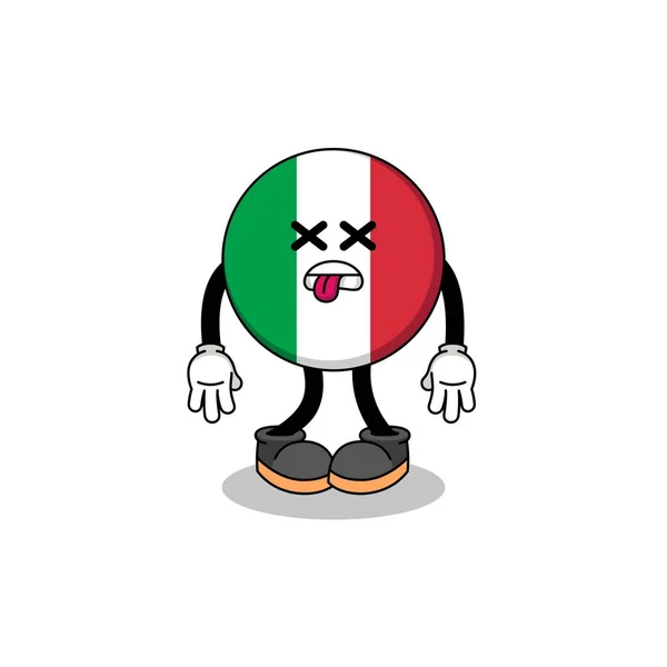 Illustrazione Della Mascotte Della Bandiera Italia Morta Design Del Carattere — Vettoriale Stock