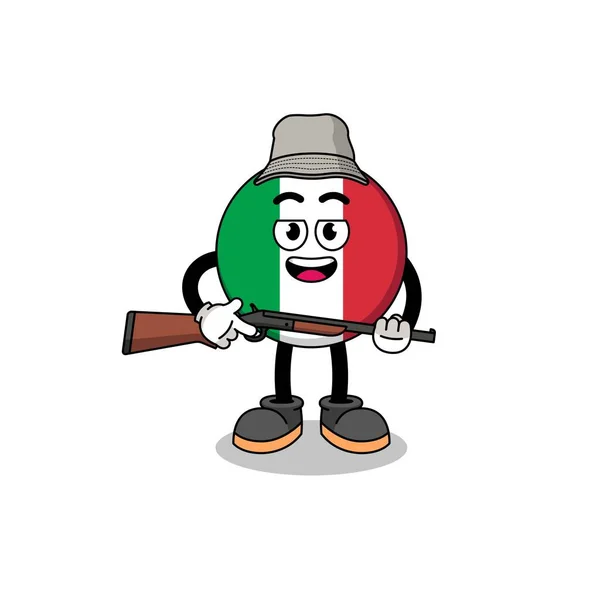 Cartoon Illustratie Van Italiaanse Vlag Jager Karakter Ontwerp — Stockvector