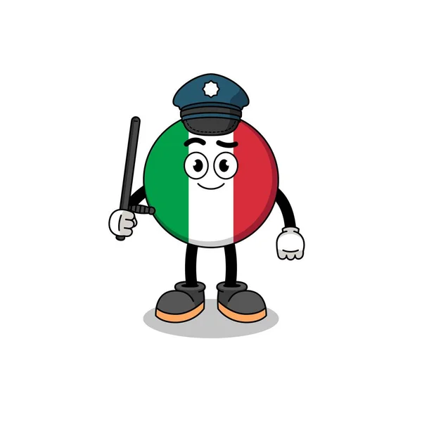 Rajzfilm Illusztráció Olasz Zászló Rendőrség Karaktertervezés — Stock Vector
