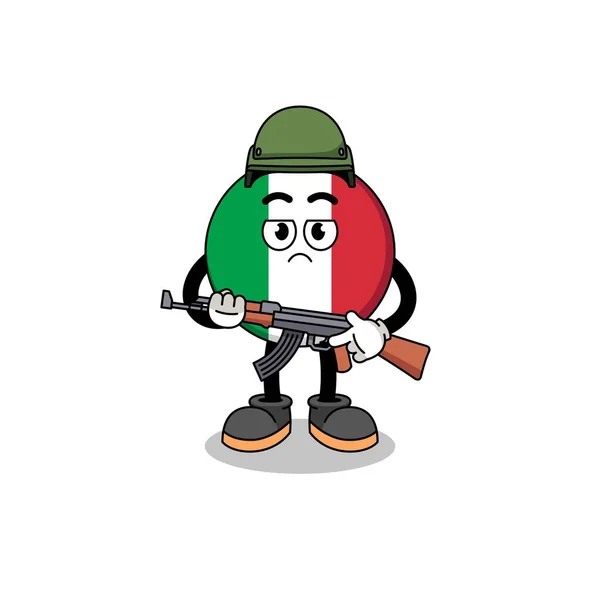 Dessin Animé Soldat Drapeau Italie Character Design — Image vectorielle