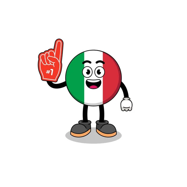 Maskotka Kreskówki Flagą Włoch Numer Fanów Projekt Postaci — Wektor stockowy
