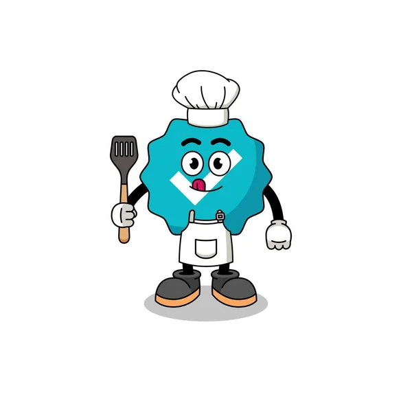 Mascotte Illustration Signe Vérifié Chef Character Design — Image vectorielle