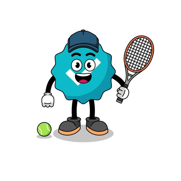 Geprüfte Zeichenillustration Als Tennisspieler Charakterdesign — Stockvektor