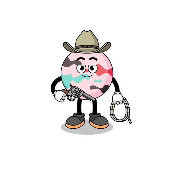 Karakter Mascotte Van Bad Bom Als Een Cowboy Karakter Ontwerp — Stockvector