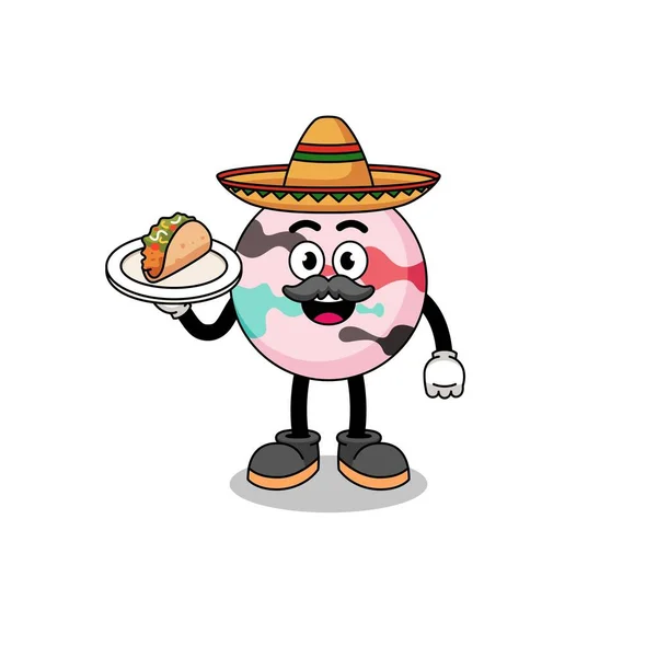 Desenho Animado Personagem Bomba Banho Como Chef Mexicano Design Personagem — Vetor de Stock