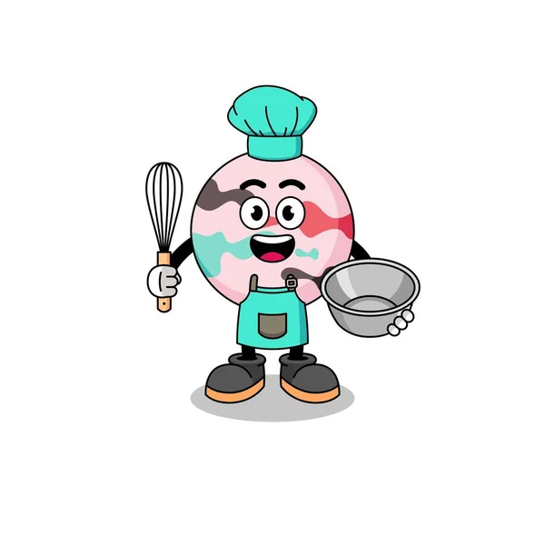 Illustration Bath Bomb Bakery Chef Character Design — Stock Vector