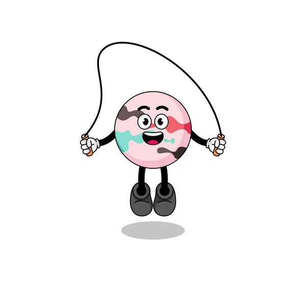 Bad Bombe Maskottchen Cartoon Spielt Springseil Charakter Design — Stockvektor