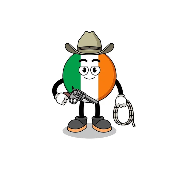 Character Mascot Ireland Flag Cowboy Character Design — Stock Vector