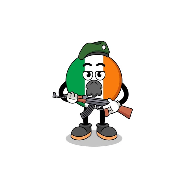 Personaje Dibujos Animados Bandera Irlanda Como Una Fuerza Especial Diseño — Vector de stock